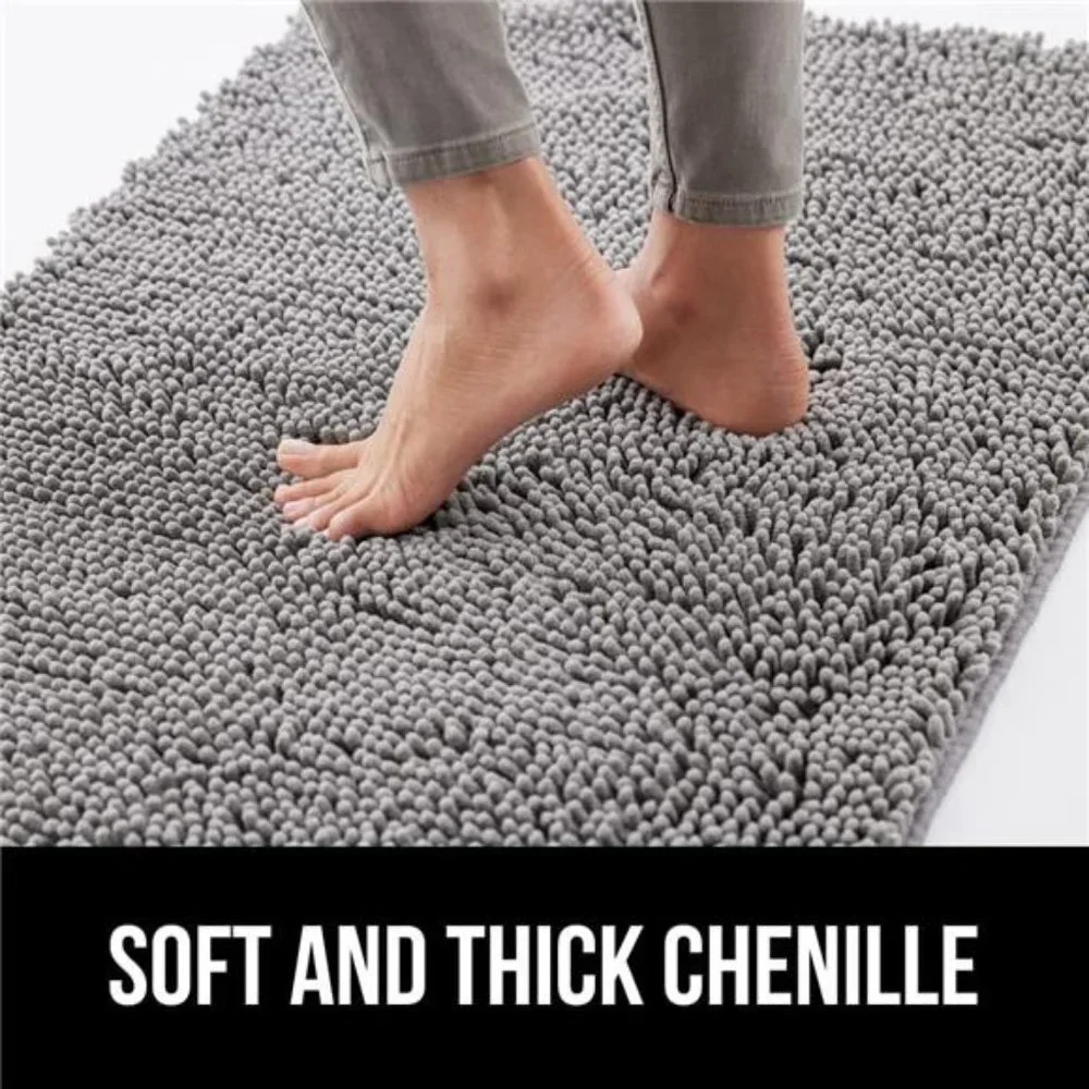Gorilla Grip Bath Rug, Thick Soft Absorbent Chenille Rubber Backing Bathroom Rug